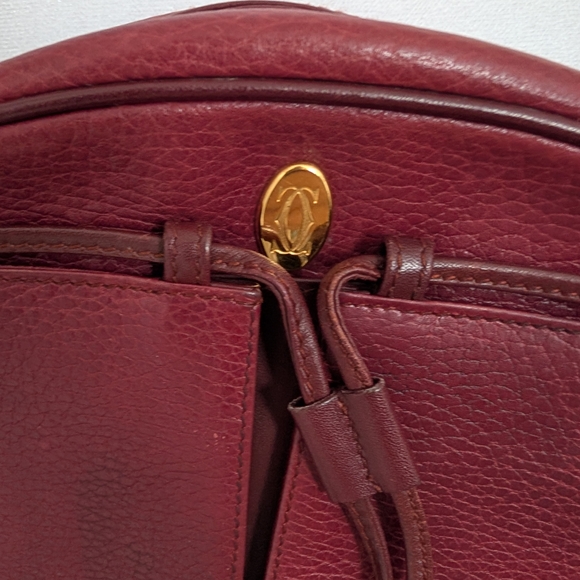 Authentic Cartier Le Must Burgundy Leather Zip-Around Crossbody w/Dustbag